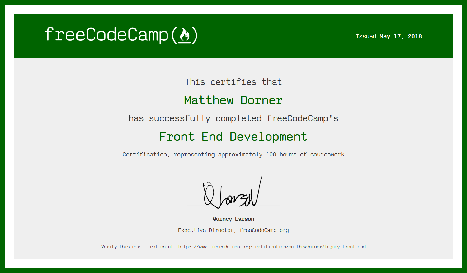 FreeCodeCamp Certification image